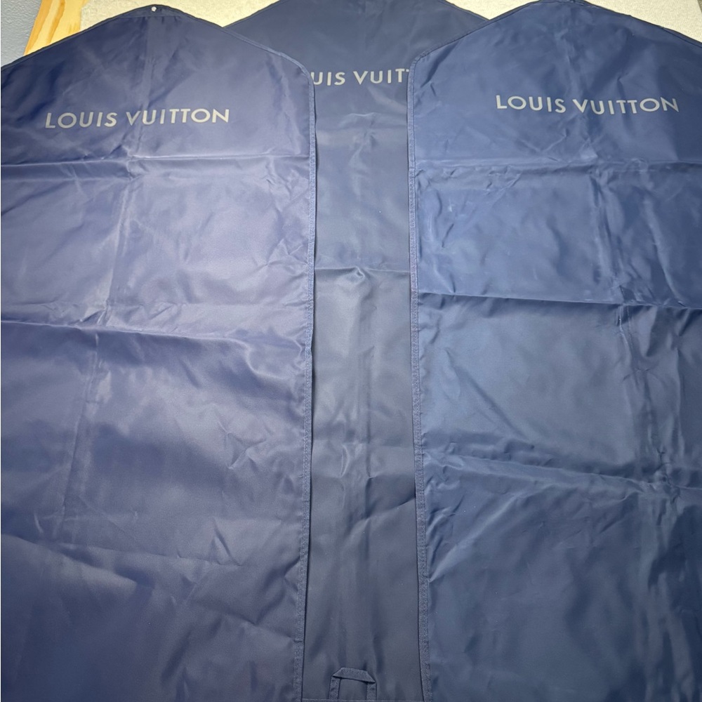Louis Vuitton Navy Nylon Garment Travel bags.  Three total included. 47”x23”.